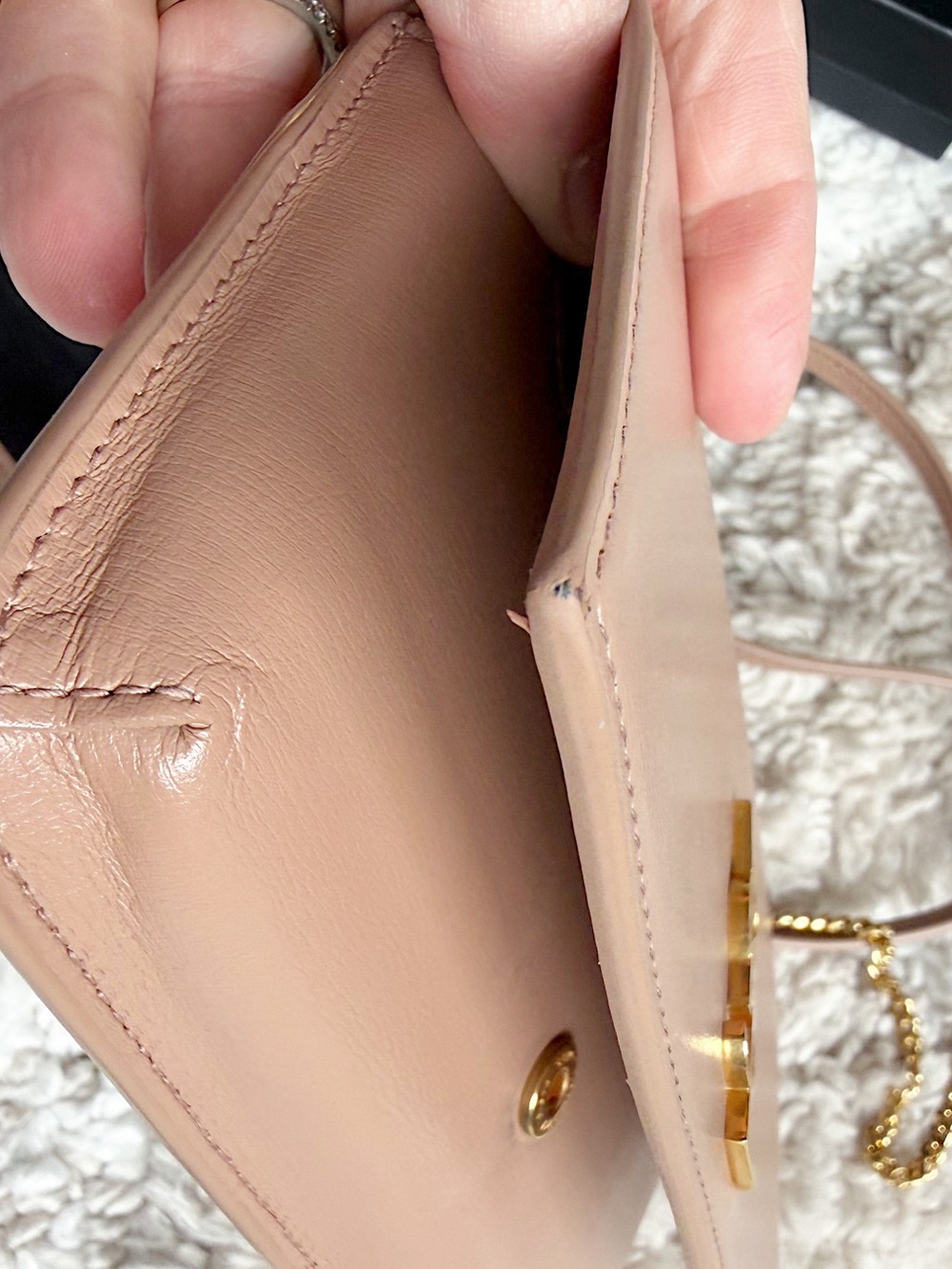 Saint Laurent YSL CASSANDRE PHONE HOLDER SMOOTH LEATHER pink peach crossbody bag - Picture 8 of 14